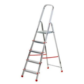 Scala in alluminio Scalamìa rinforzata Gierre 5 gradini - 0.46x1.06xH.1.63 m AL150