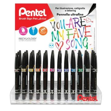 Display da banco Pentel brush sign pen artist - 48 pezzi - colori assortiti 0022152