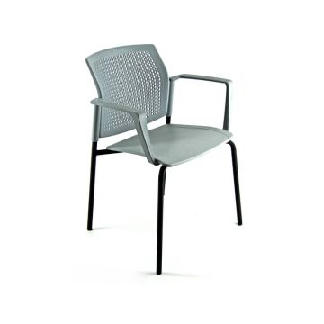 Sedia visitatore a 4 gambe Unisit Login LGSPBR - schienale in rete - PPL grigio con braccioli conf. 2 pezzi LGSPBR/2/GR