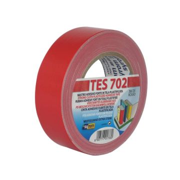 Nastro adesivo in tela Tes 702 SYROM formato 38 mm x 25 m - materiale tela plastificata rosso - 1733