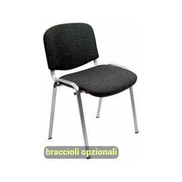 Sedia visitatore 4 gambe Unisit Dado D5G acciaio grigio - rivestimento eco nero - Conf. 2 pezzi - D5G/2/EN