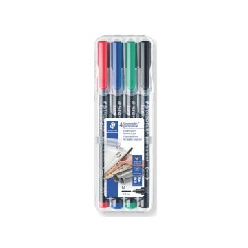 Penne a punta sintetica Staedtler Lumocolor permanent pen 317 M assortiti astuccio da 4 pezzi - 317 WP4