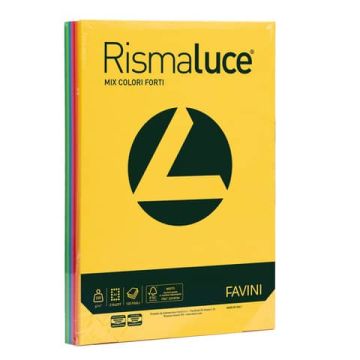 Carta colorata Favini Rismaluce colori forti 200 g/m² A4 mix 8 colori Risma da 125 fogli - A67X114