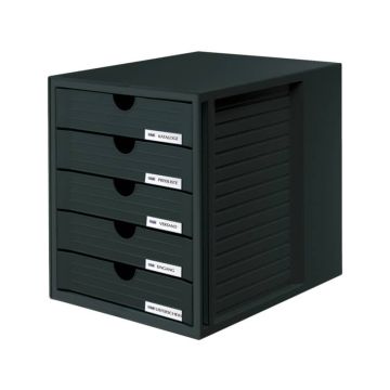 Cassettiera SYSTEMBOX HAN in polistirolo con 5 cassetti chiusi per A4/C4 nero 1450-13