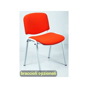 Sedia visitatore 4 gambe Unisit Dado D5B acciaio bianco - rivestimento eco rosso - Conf. 2 pezzi - D5B/2/ER