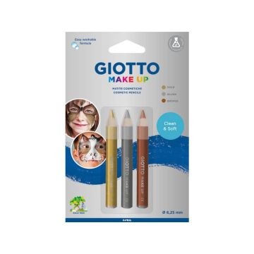 Tris tematico di matite cosmetiche GIOTTO oro, argento, bronzo metallizzate - conf. 3 pezzi 473200