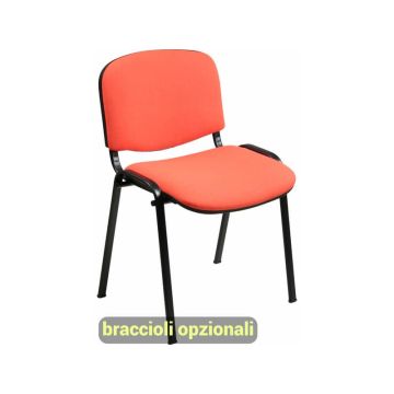 Sedia visitatore 4 gambe Unisit Dado D5S acciaio nero - rivestimento Eco ppl - arancione - Conf. 4 pezzi - D5S/4/EA