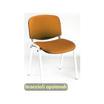 Sedia visitatore 4 gambe Unisit Dado D5B acciaio bianco - rivestimento eco arancione - conf. 2 pezzi - D5B/2/EA