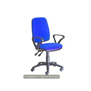 Poltrona operativa Ariel Back-system in tessuto ignifugo Seditaly con braccioli fissi blu - ARGMC4C0BB671