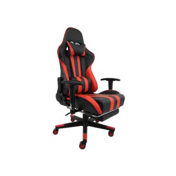 Poltrona gaming Unisit CH braccioli reg. e poggiapiede nero rivestimento in sky nero/rosso - CHMIL