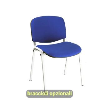 Sedia visitatore 4 gambe Unisit Dado D5B acciaio bianco - rivestimento ignifugo blu - Conf. 2 pezzi - D5B/2/IB