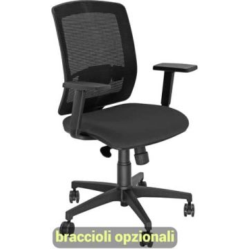 Sedia semidirezionale girevole Unisit Molly MLA - schienale in rete nero - rivestimento ignifugo nero - MLA/IN
