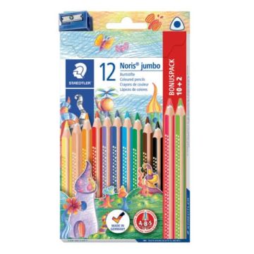 Matite colorate Staedtler Noris® Jumbo 12 colori assortiti + temperino - 128 NC12P1