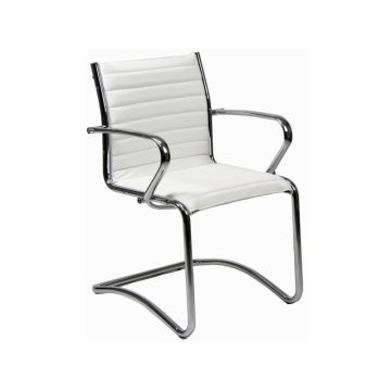 Sedia visitatore direzionale su slitta Unisit Pollux New PNV - rivestimento pelle bianco - PNV/PQ