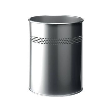 Cestino gettacarte DURABLE cilindrico con superficie perforata acciaio 15 l argento metallizzato - 330023