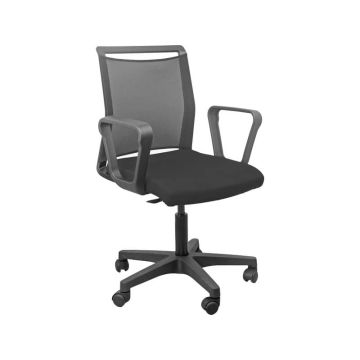 Sedia operativa girevole Unisit Light N smart - schienale in rete nero - con braccioli - rivestimento eco LLE/BRN/EN
