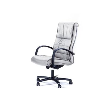 Poltrona direzionale girevole Unisit Gemini GMPY schienale fisso rivestimento pelle bianco - GMPY/PQ