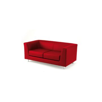Divano attesa a 2 posti Unisit Quad QD2 schienale fisso - rivestimento tessuto ignifugo rosso - QD2/IR
