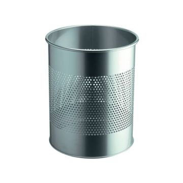 Cestino gettacarte DURABLE cilindrico con superficie perforata 165mm acciaio argento metallizzato - 331023