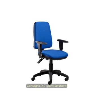 Poltrona operativa Ariel Back-system in tessuto ignifugo Seditaly con braccioli regolabili blu - ARGMC4C0DB671
