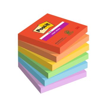 Foglietti Post-it® Super Sticky Playful conf. 6 blocchetti da 90 ff - 76x76 mm - 654-6SS-PLAY
