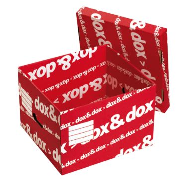 Scatola archivio Dox & Dox con coperchio dorso 29 cm bianco/rosso 1600175