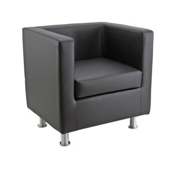 Divano attesa 1 posto Unisit Pragma PR1 schienale fisso - rivestimento tessuto similpelle nero - PR1/KN