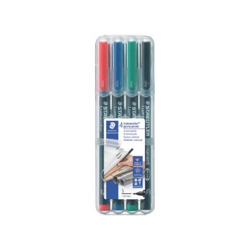 Penne a punta sintetica Staedtler Lumocolor permanent pen 313 s assortiti astuccio da 4 pezzi - 313 WP4