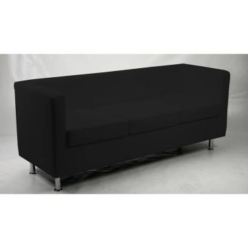 Divano attesa 3 posti Unisit Pragma PR3 schienale fisso - rivestimento tessuto similpelle nero - PR3/KN