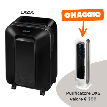 Distruggidocumenti Powershred LX200 Fellowes taglio a mini frammento 4x12 mm DIN P-4 fino a 12 fogli - nero FW5502201