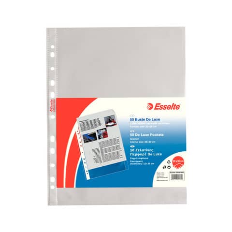 Esselte Buste Perforate Standard, 24 Confezioni da 50 Buste, 395013300, A4,  21 X 29,7 Cm, Trasparente