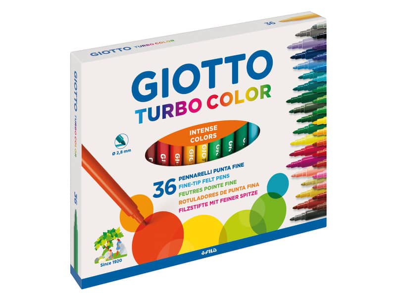 GIOTTO - 523800 - Pennarelli turbo color punta fine 2,8 mm assortiti  schoolpack da 144 - 8000825009297